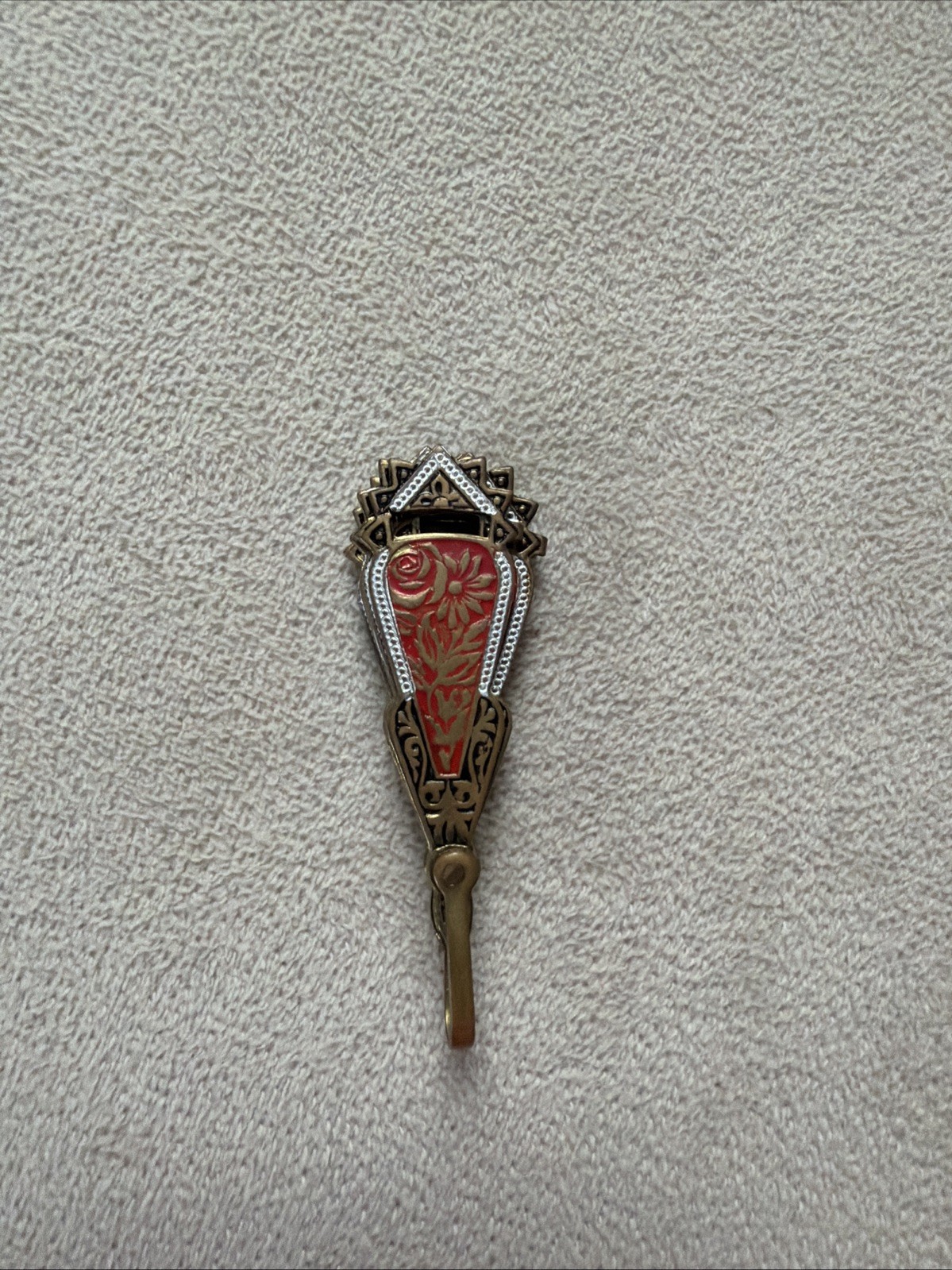Vintage Spanish Damascene Jewelry Retractable Fan Pin/Brooch 1960’s Spain Barbie