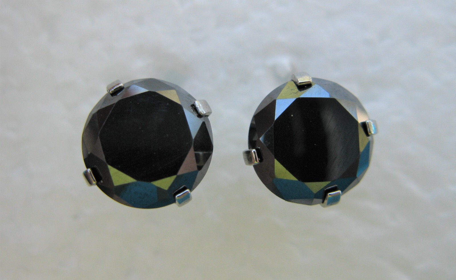 4.10ctw SCREW BACK 100% REAL BLACK DIAMOND EARRINGS,CERTIFICATE,FREE DIA TESTER
