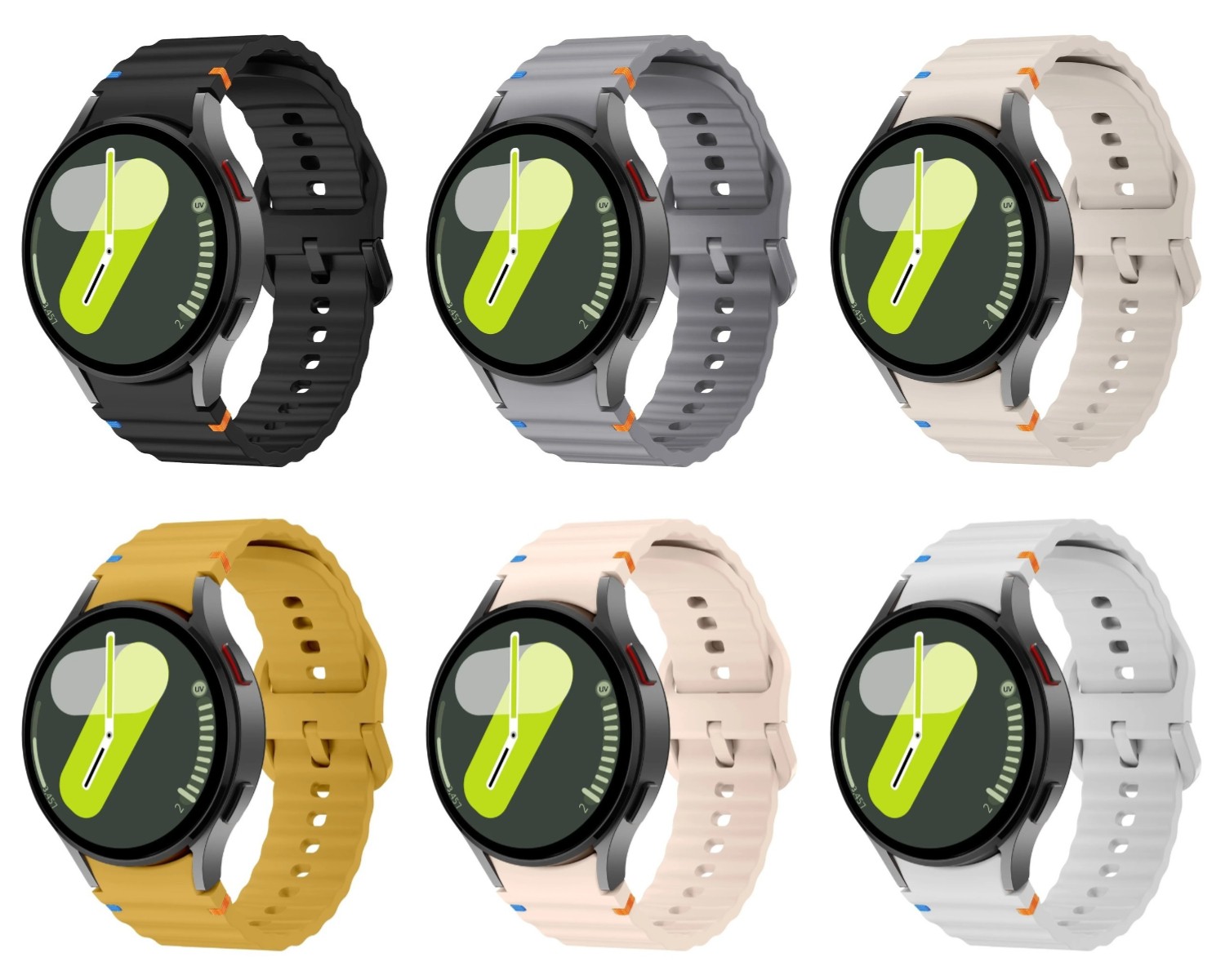 6 Pack Soft Silicone Strap Watch Band For Samsung Galaxy Watch 4 5 6 7 40-47mm