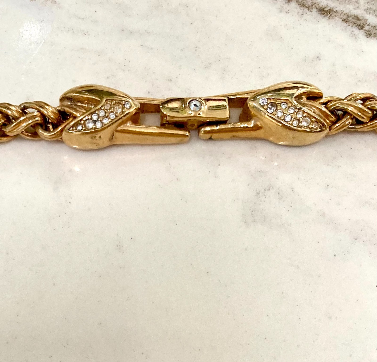 Vintage SAL Necklace Swarovski Crystals 15 Inch Gold Tone Signed 3+ Great Stones