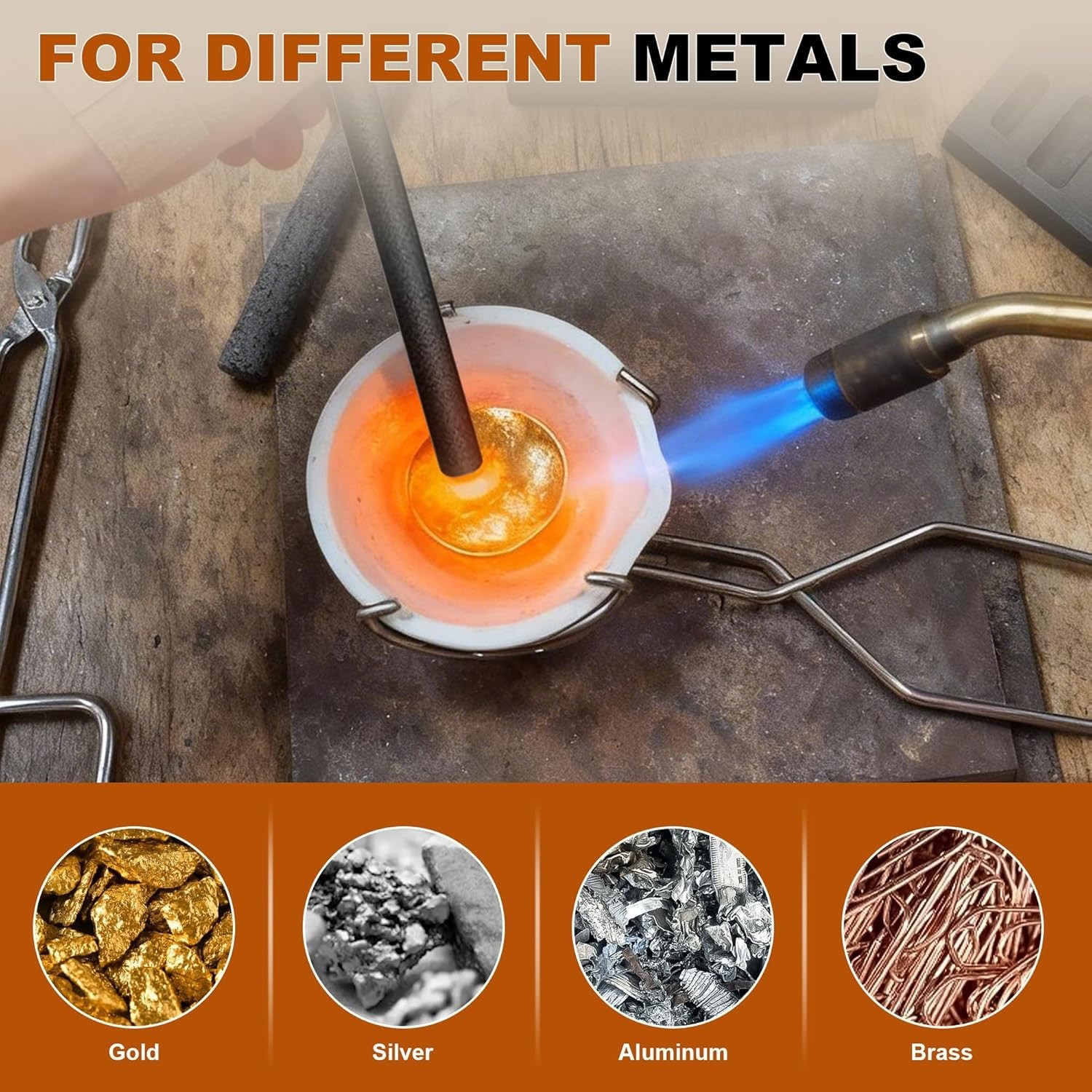 Melting Casting Kit – Graphite Crucible, Ingot Molds & Stir Sticks for Gold, Sil