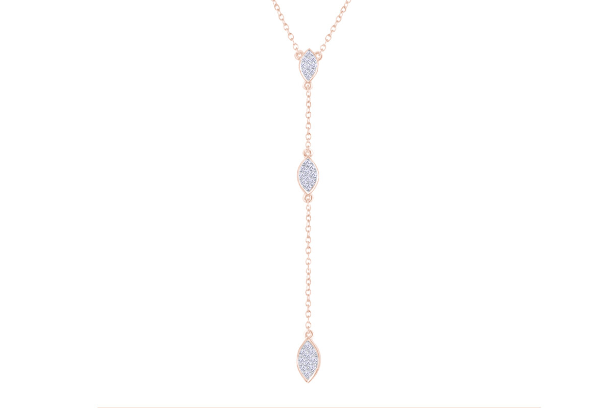1/9 Ct Round Real Diamond Long Lariat Y Drop Pendant Necklace Sterling Silver