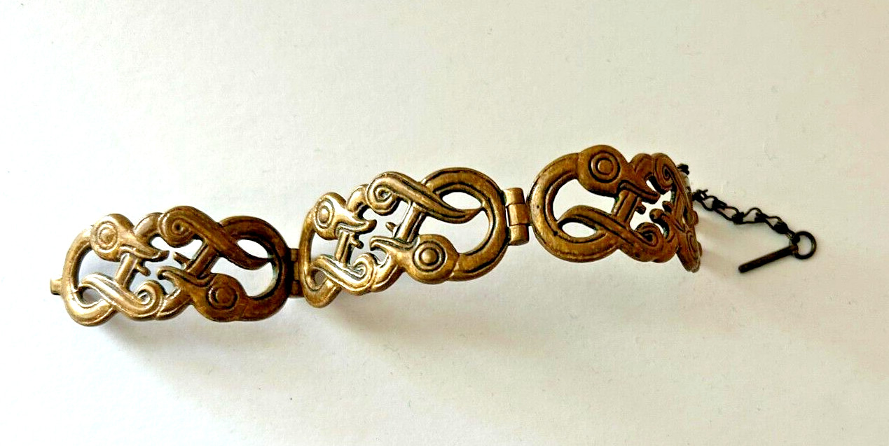 1970s Bronze Hinged Bangle Bracelet from Finland Repro of Mythological Iku-Turso