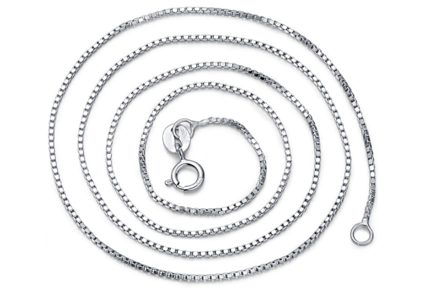 New Silver Box-Chain 18″ 0.8mm Necklace Italy Made