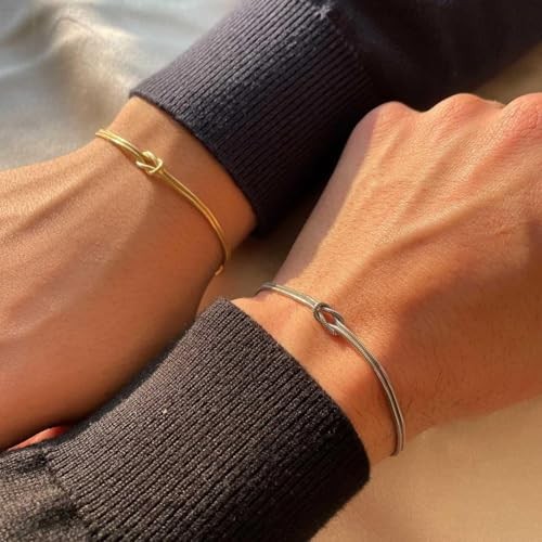 POYAMUSE Adjustable Love Knot Chain Bracelet for Women Couples Friendship Gold