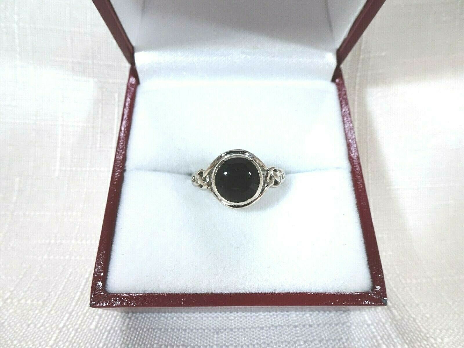 Lab-Created Black Onyx Solid Sterling Silver Celtic Knot Ring-size US (7) AU (O)