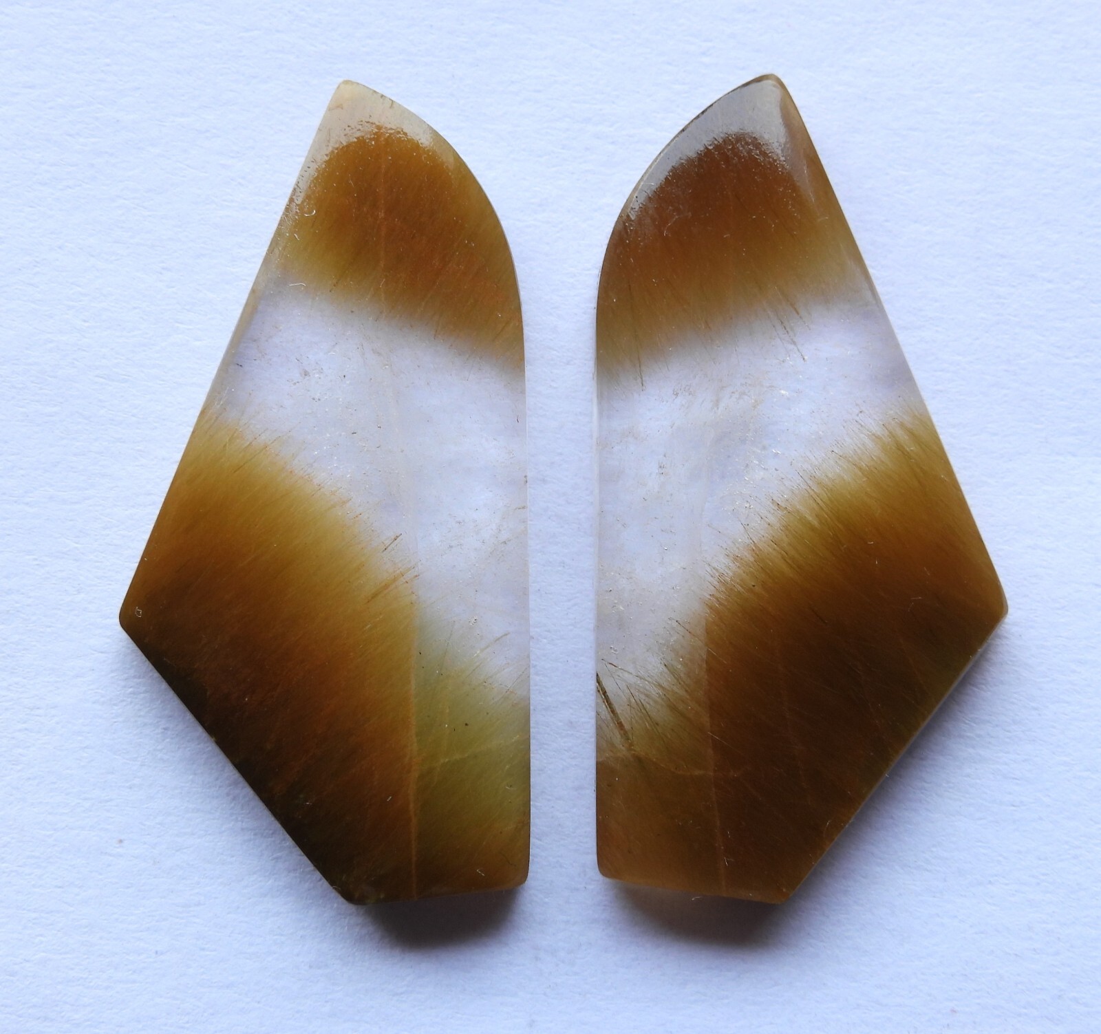 40.55 Ct Natural Rutilated Quartz (34mm X 17mm each) Cabochon Match Pair