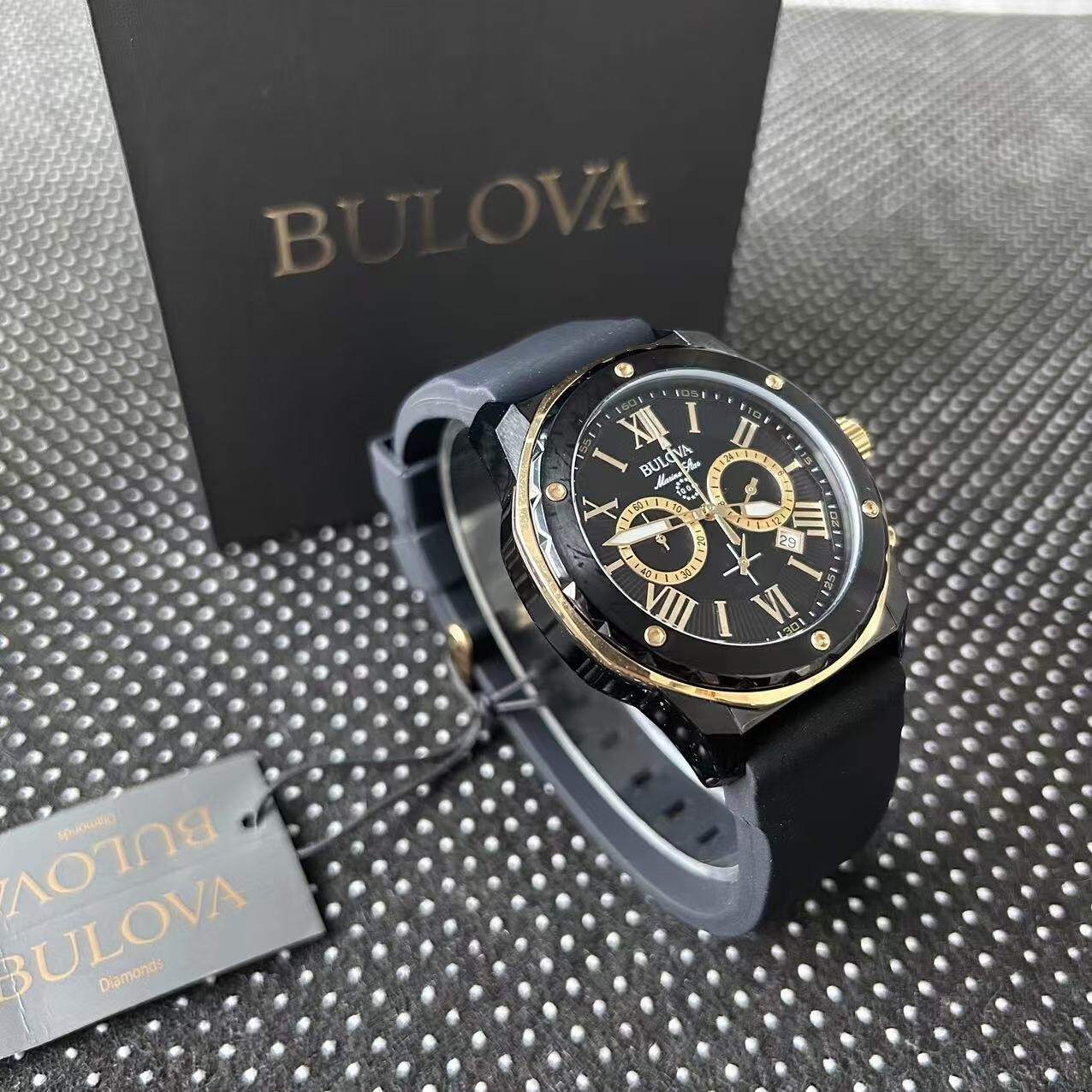 Bulova Marine Star 98B278 Men’s Quartz Chronograph Watch Black Dial 44MM 98B278
