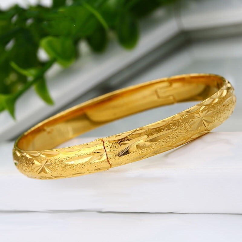 24k Gold Filled Over Silver 7.5″ Wide Italian Womens Opening Bracelet Bangle