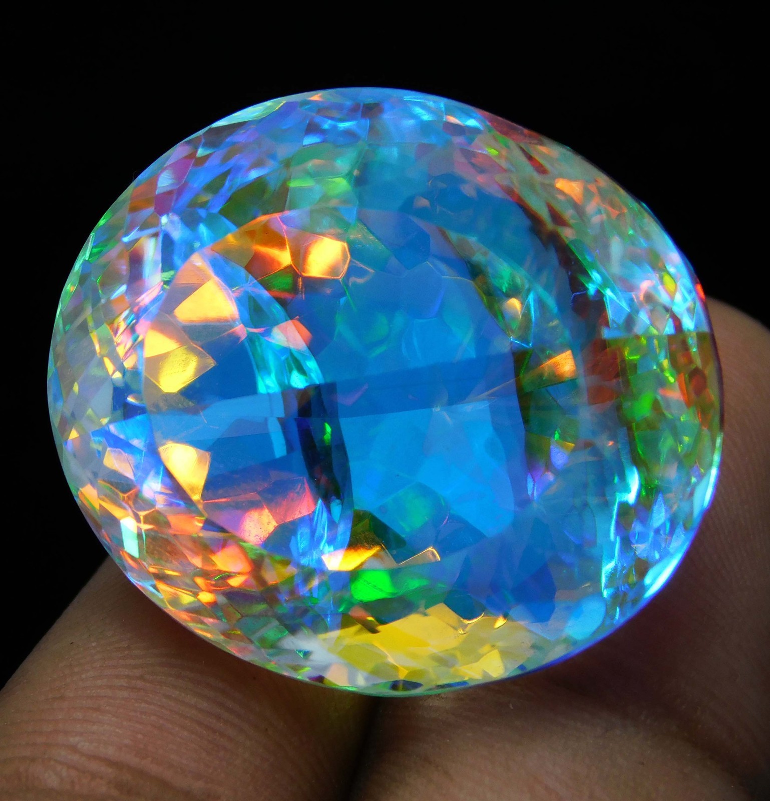 Certified 66.00 Ct Natural Brazilian Mystic Topaz – Oval Cut Loose Gemstone