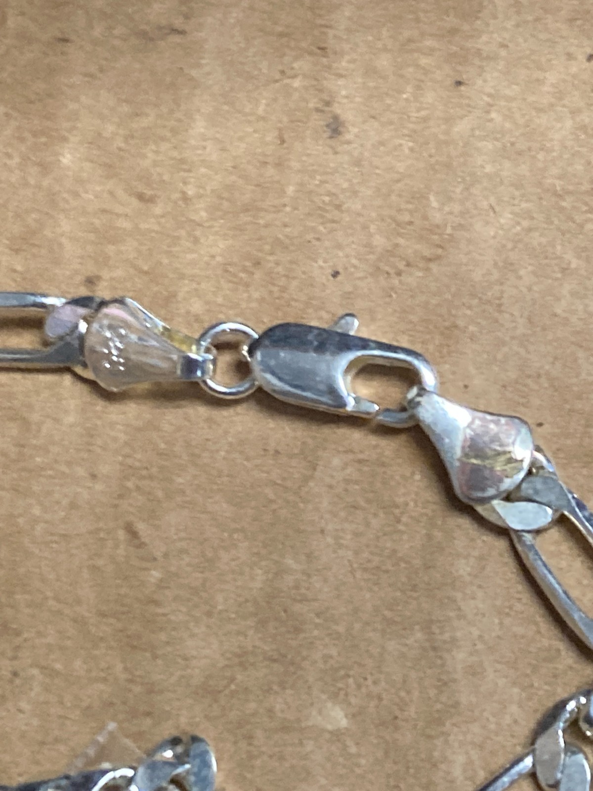 Marked 925 Sterling Silver Figaro Chain Necklace 22″ 17g Lobster Clasp