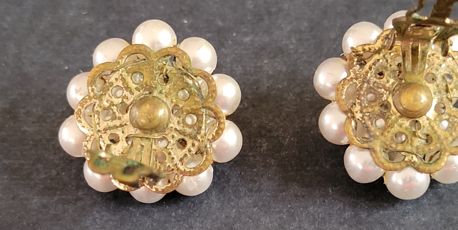 Vintage faux pearl clip on earrings made in Japan please refer to photos