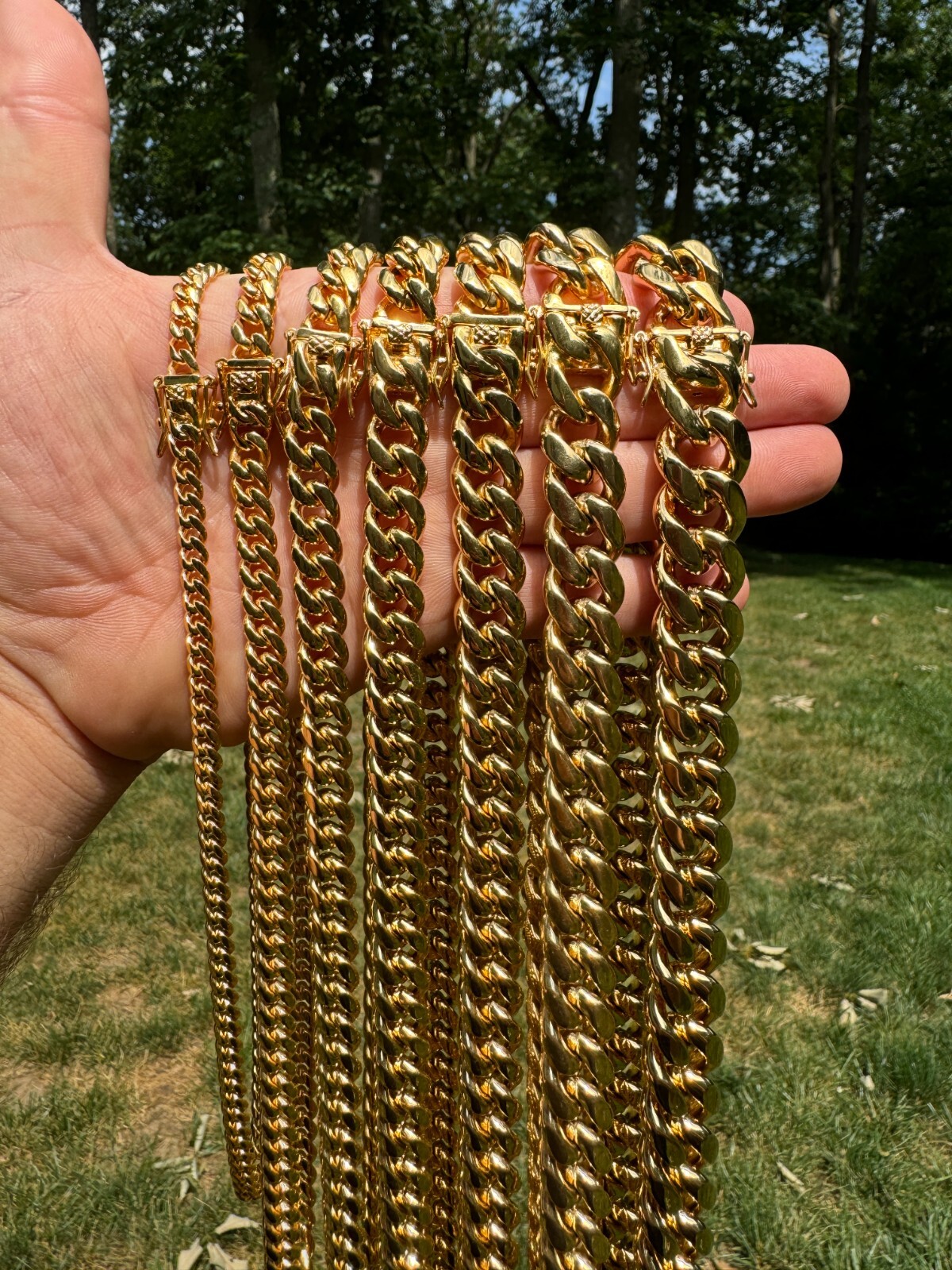 Miami Cuban Link Chain Necklace Bracelet 18k Gold Plated Stainless Steel 6-18mm