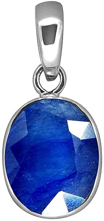 Gems 5.25 Ratti Blue Sapphire Pendant Nilam/Neelam Stone Silver Locket