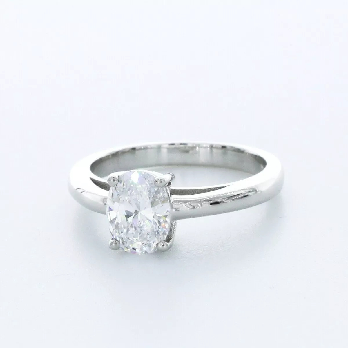 Solitaire Engagement Ring Platinum Classic 1.01 CT Oval Lab-Grown Diamond E VS2
