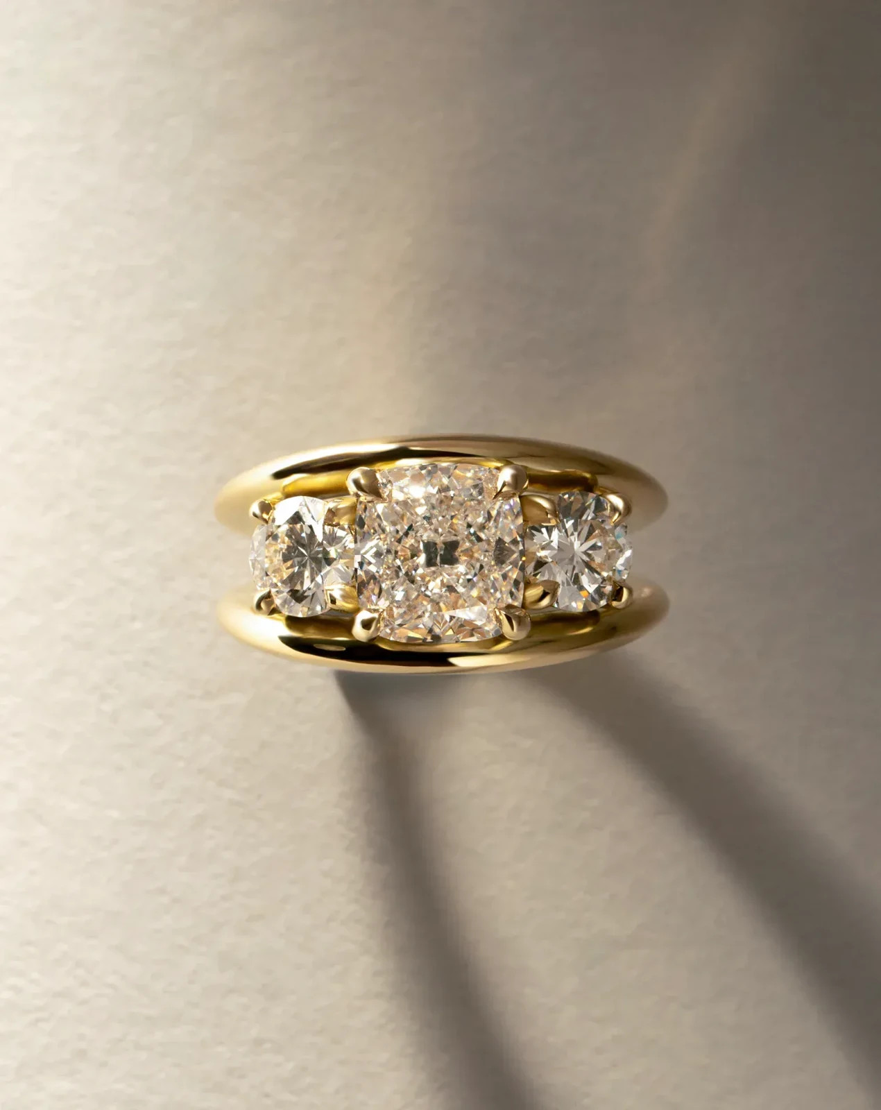Lab Grown Cushion Cut 3.70 Ct Diamond Ring for Wedding in Solid 14K Yellow Gold