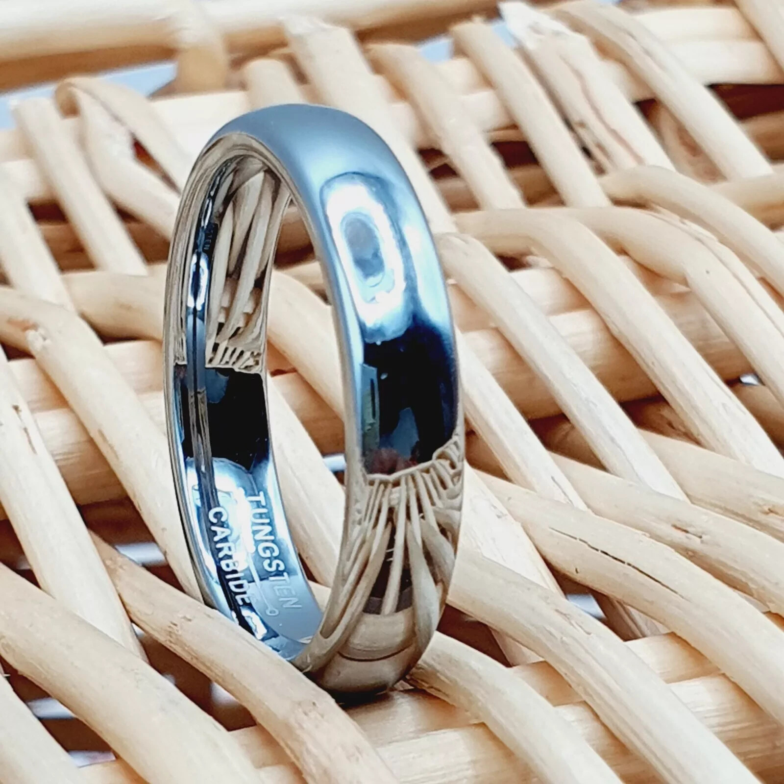 Engraved Anniversary Promise Ring – Women’s High Polished Dome Wedding Band