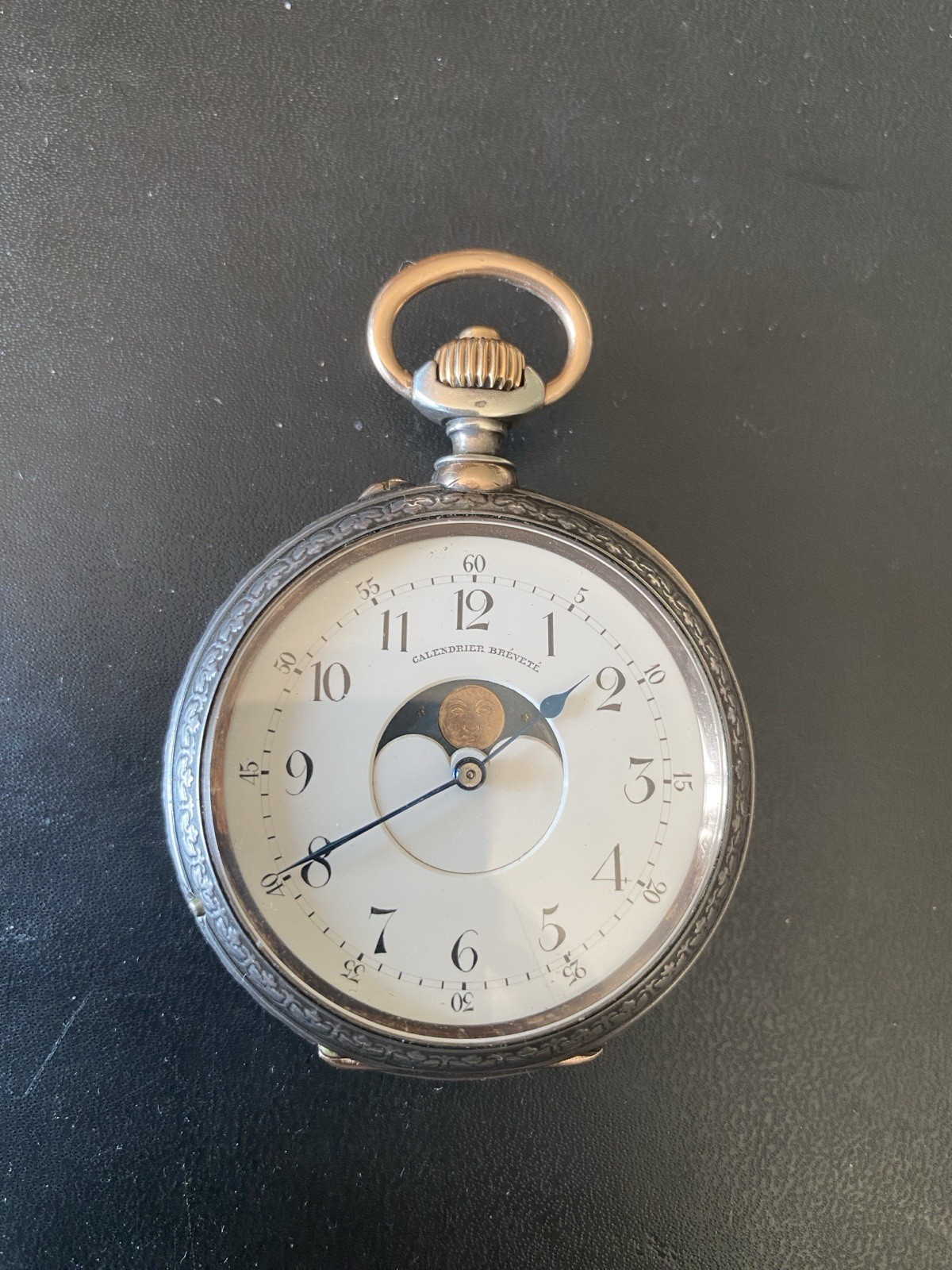 Late 19th Cent, Silver Calendrier Bréveté Moonphase Pocketwatch.