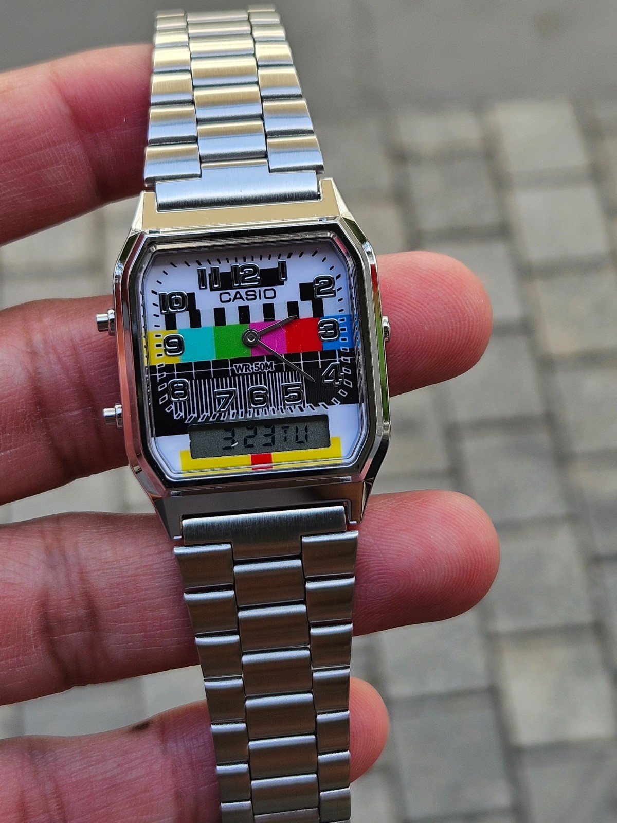 Casio AQ-230A Custom Dial Analog Digital Watch Stainless Steel Vintage Style