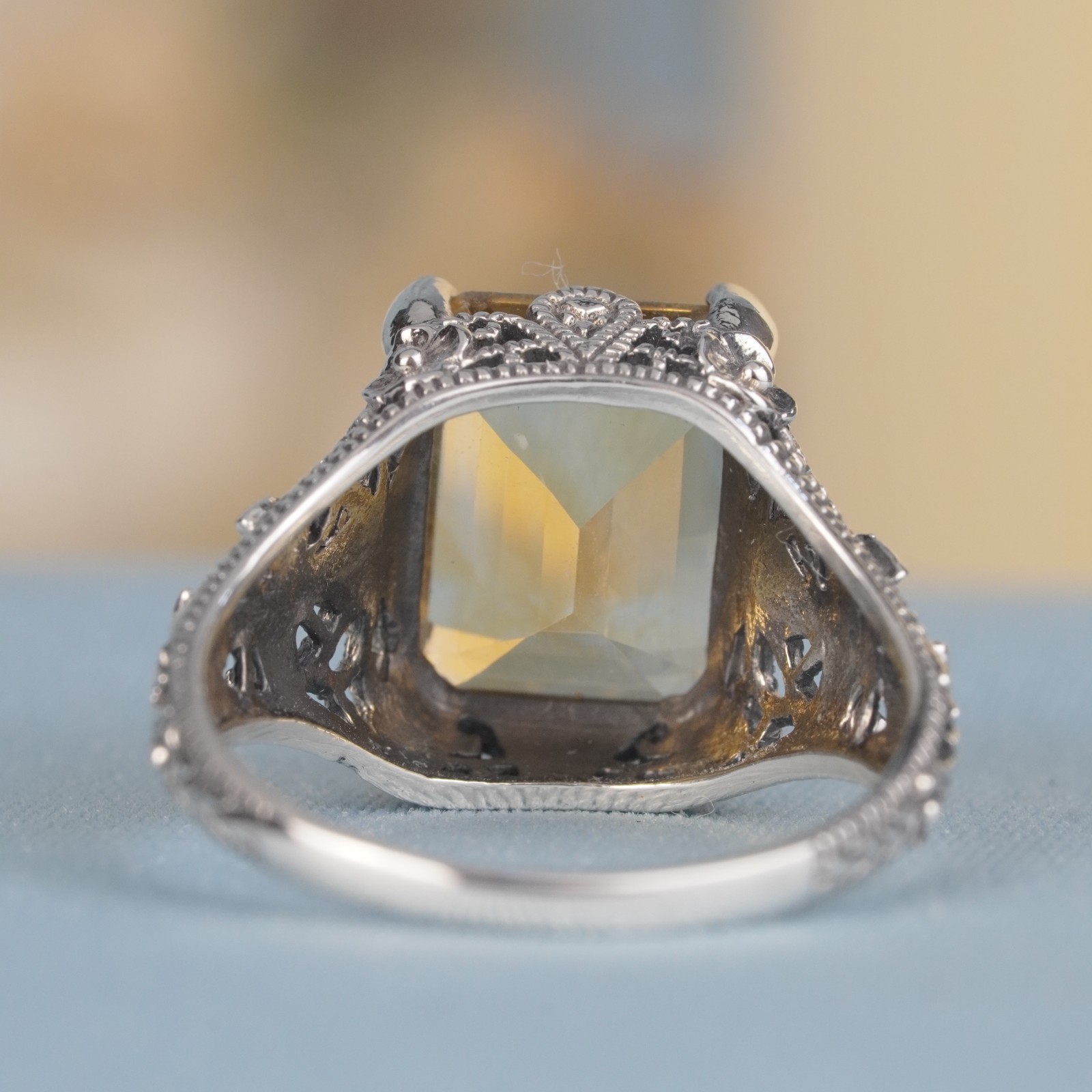 Silver925 Natural Citrine Filigree Ring