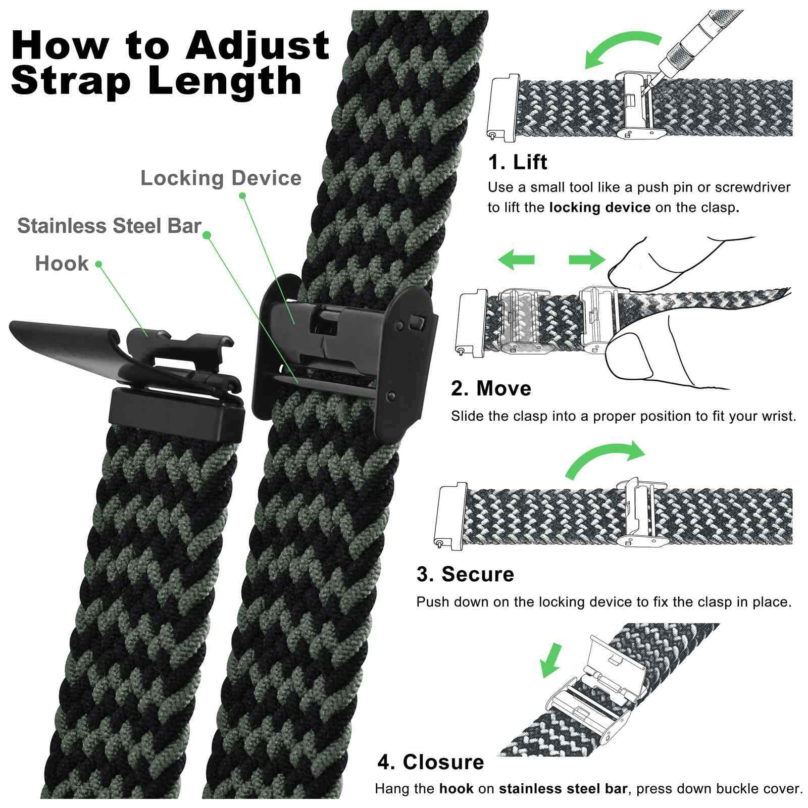 Wocci 2PCS Woven Nylon Watch Straps 18mm 19mm 20mm 21mm 22mm Quick Release