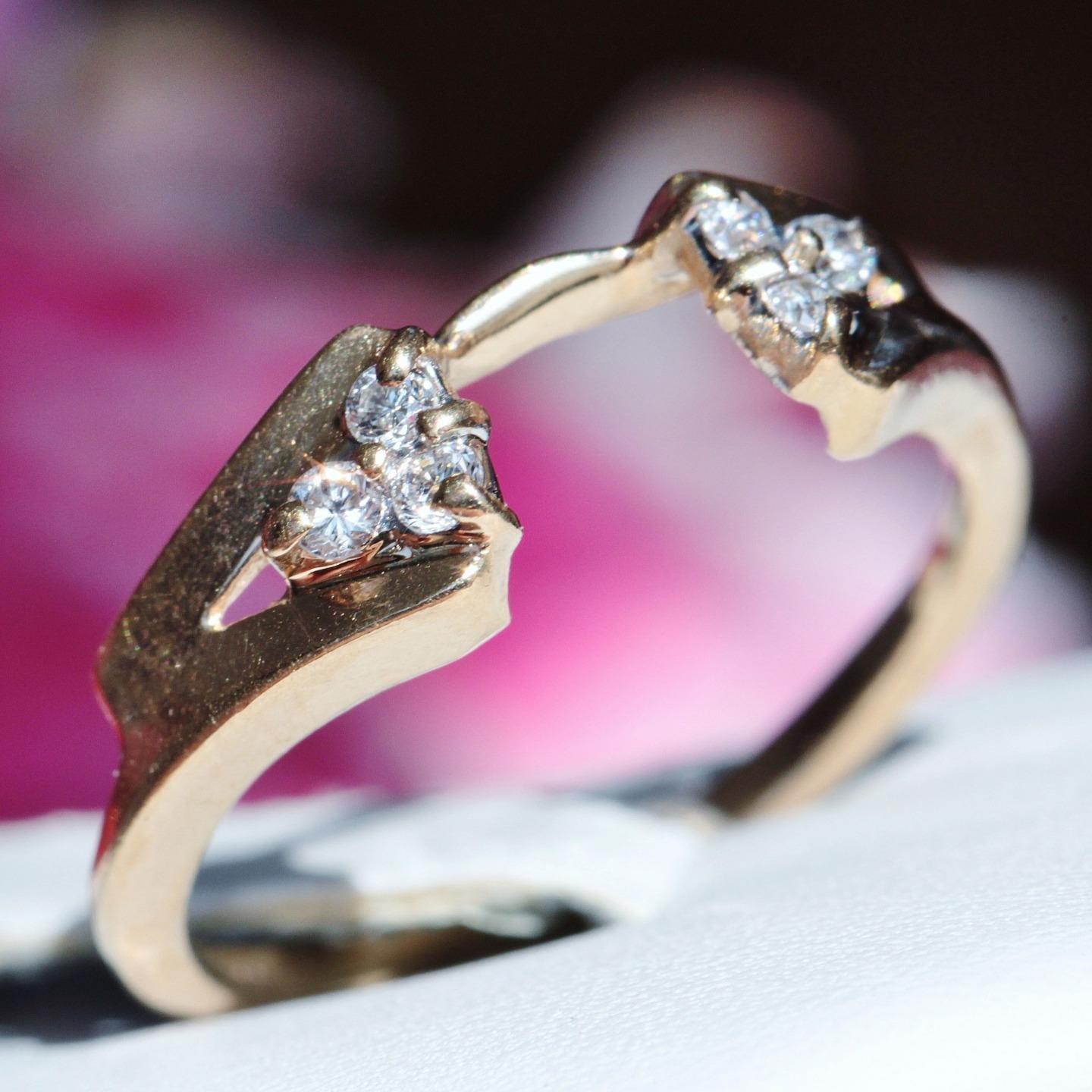14k yellow gold ring enhancer 0.12c natural diamond size 6 solitaire wrap 1.95gr
