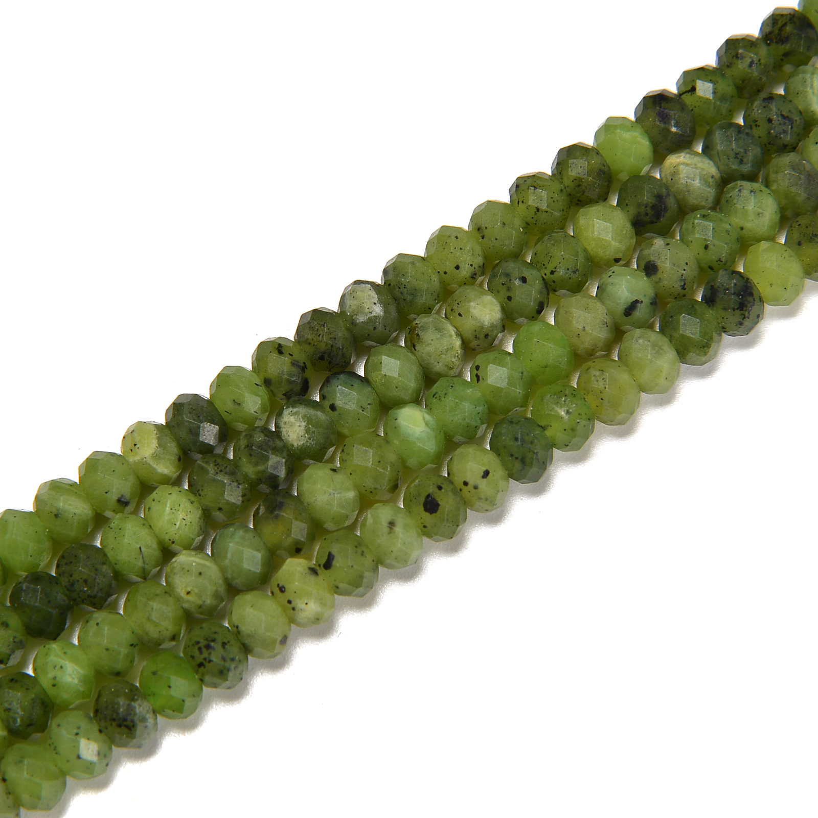 Natural Nephrite Jade Faceted Rondelle Beads Size 2x3mm 3x4mm 4x6mm 15.5” Str