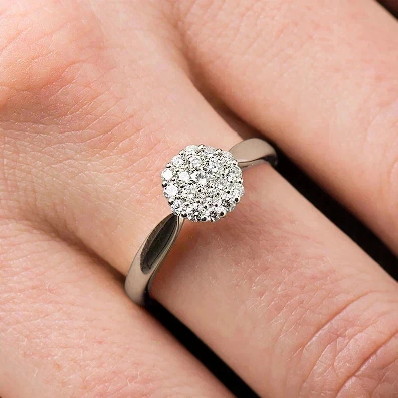 14K White Gold Plated Women’s Wedding Ring 1.50Ct Round Cut Real Moissanite