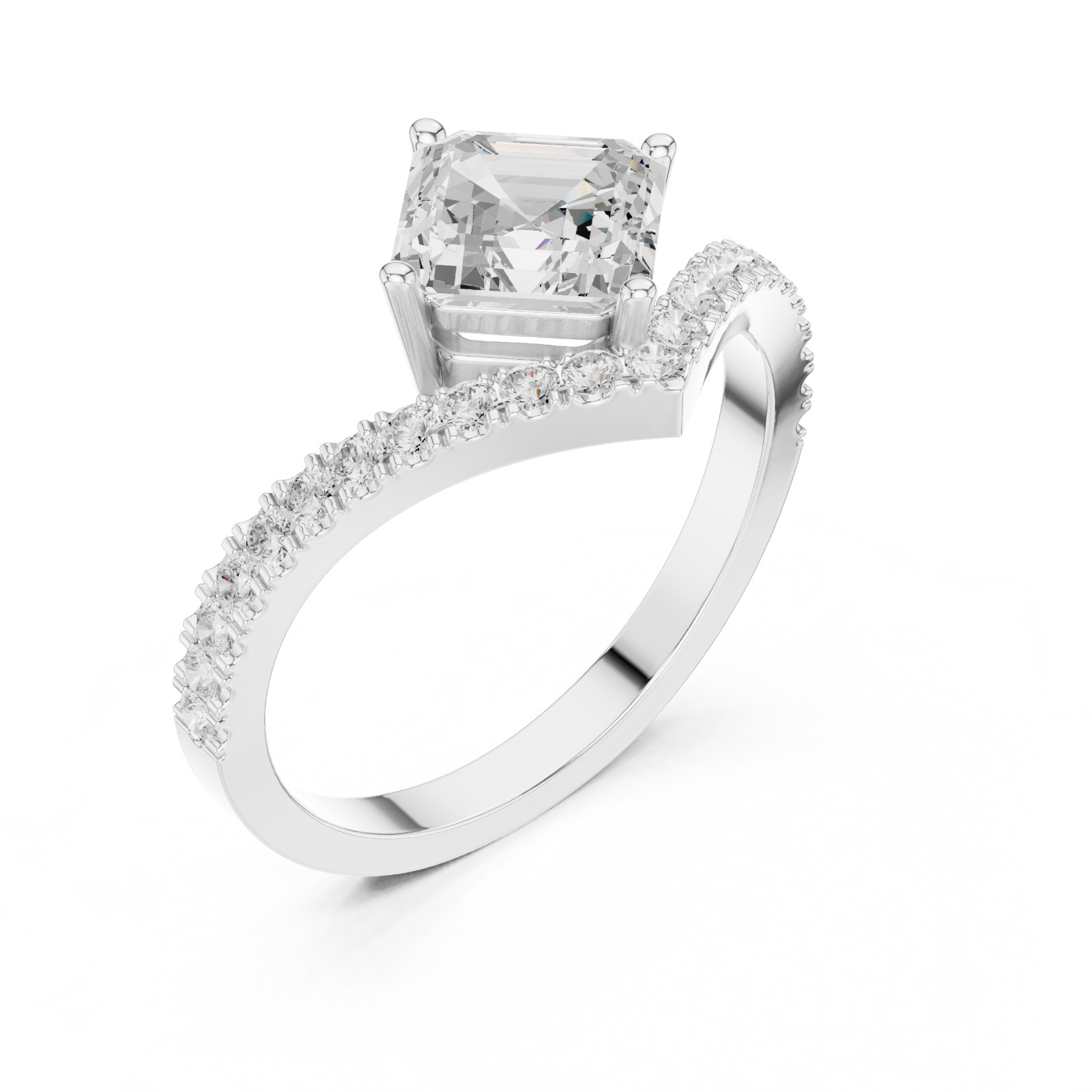 Asscher Certified 1.2 Ct Lab Grown Diamond Promise Engagement Ring 14K Gold Over