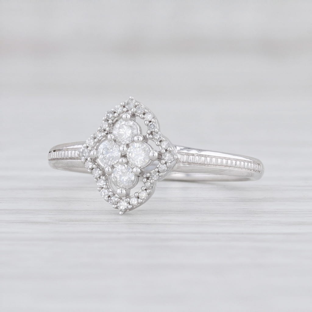 New 0.23ctw Diamond Halo Ring 10k White Gold Size 7 Cluster