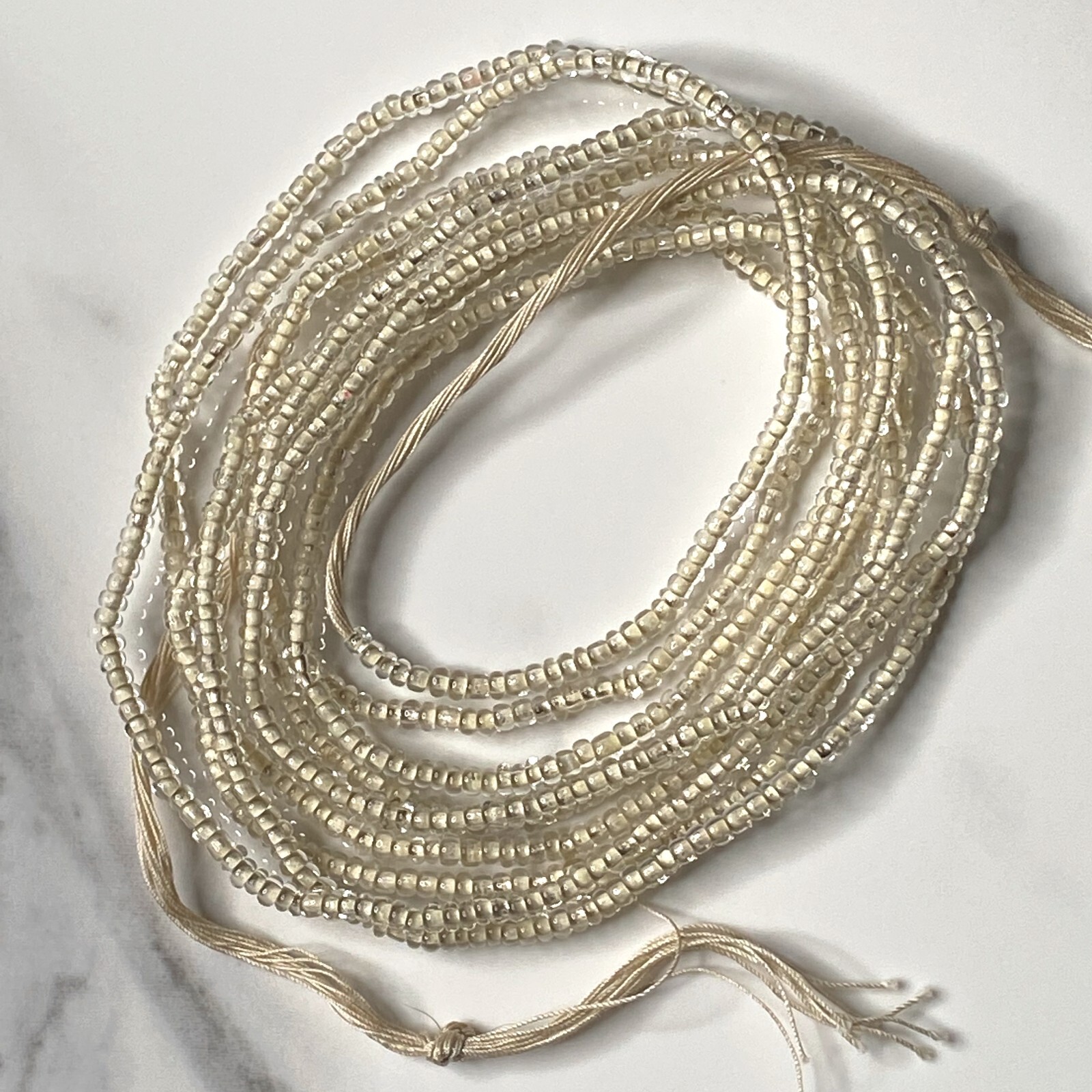Pure Elegance: Handmade White Cotton Tie-on Waist Beads – 60-inch Strand