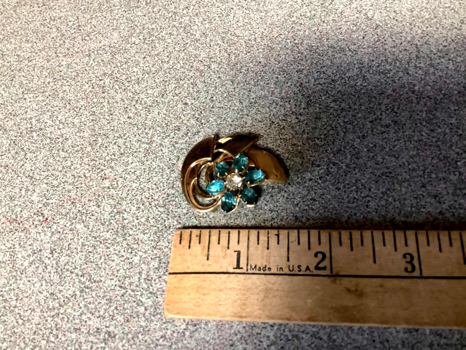Lustern 12k Gold Filled Rhinestone Vintage Brooch Pin Pendant Pearl Enhancer