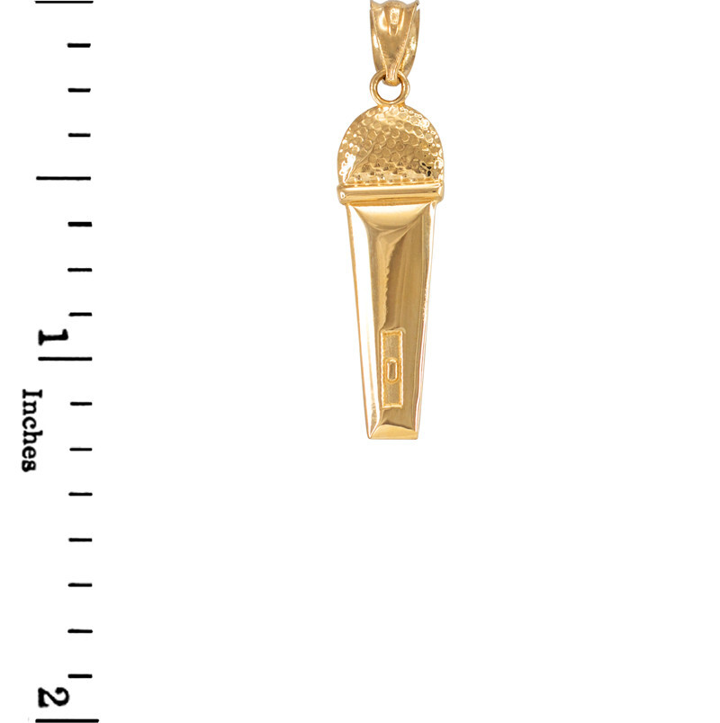 Gold Microphone Pendant Necklace (Available in Yellow/Rose/White/Two Tone Gold)