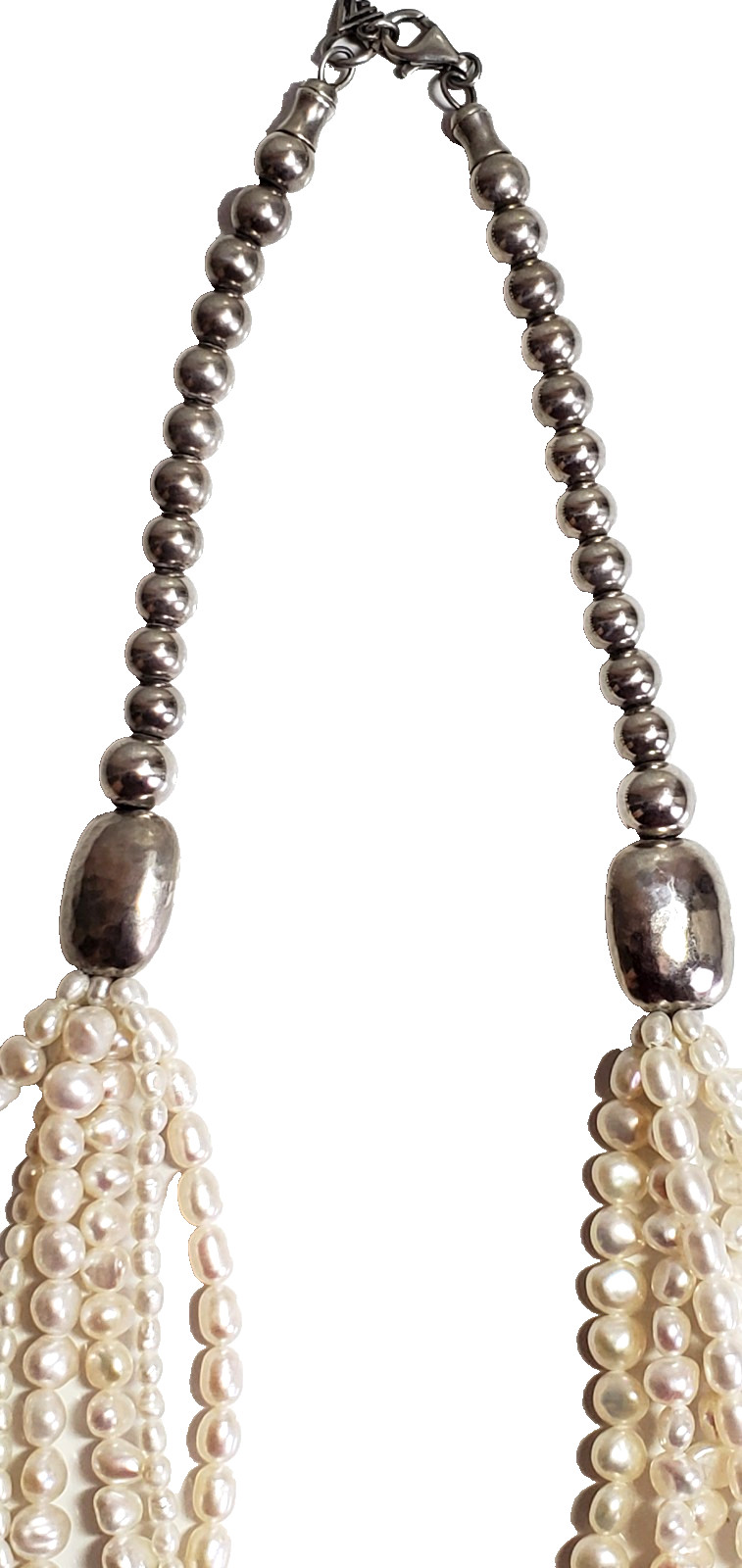 Silpada Necklace Freshwater Pearl Brushed Sterling Silver Beaded N1565 21 Inches