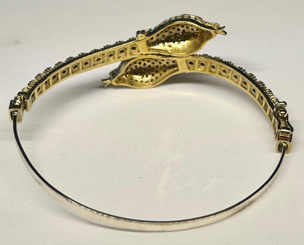 REAL Citrine & White Sapphire Snake Bracelet 14K Gold on SOLID 925 Egyptian Rev