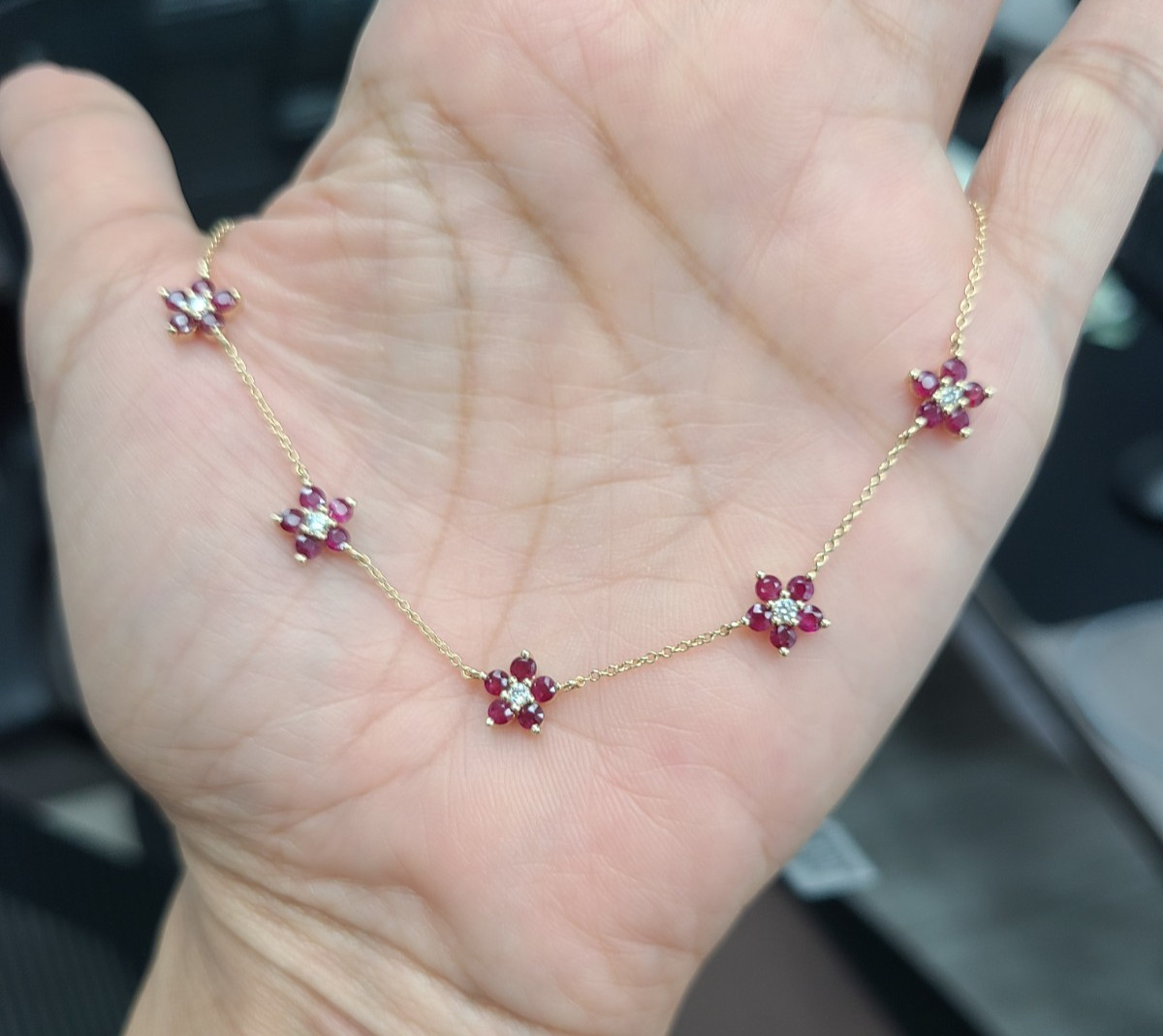 DEAL! 1.64CW 100% GENUINE RUBY & DIAMONDS LADIES NECKLACE 14K YELLOW GOLD 18″