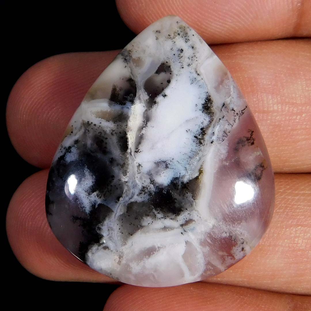 43.40Cts. Natural Gorgeous Dendritic Opal Pear Cabochon Reiki Healing Gemstone