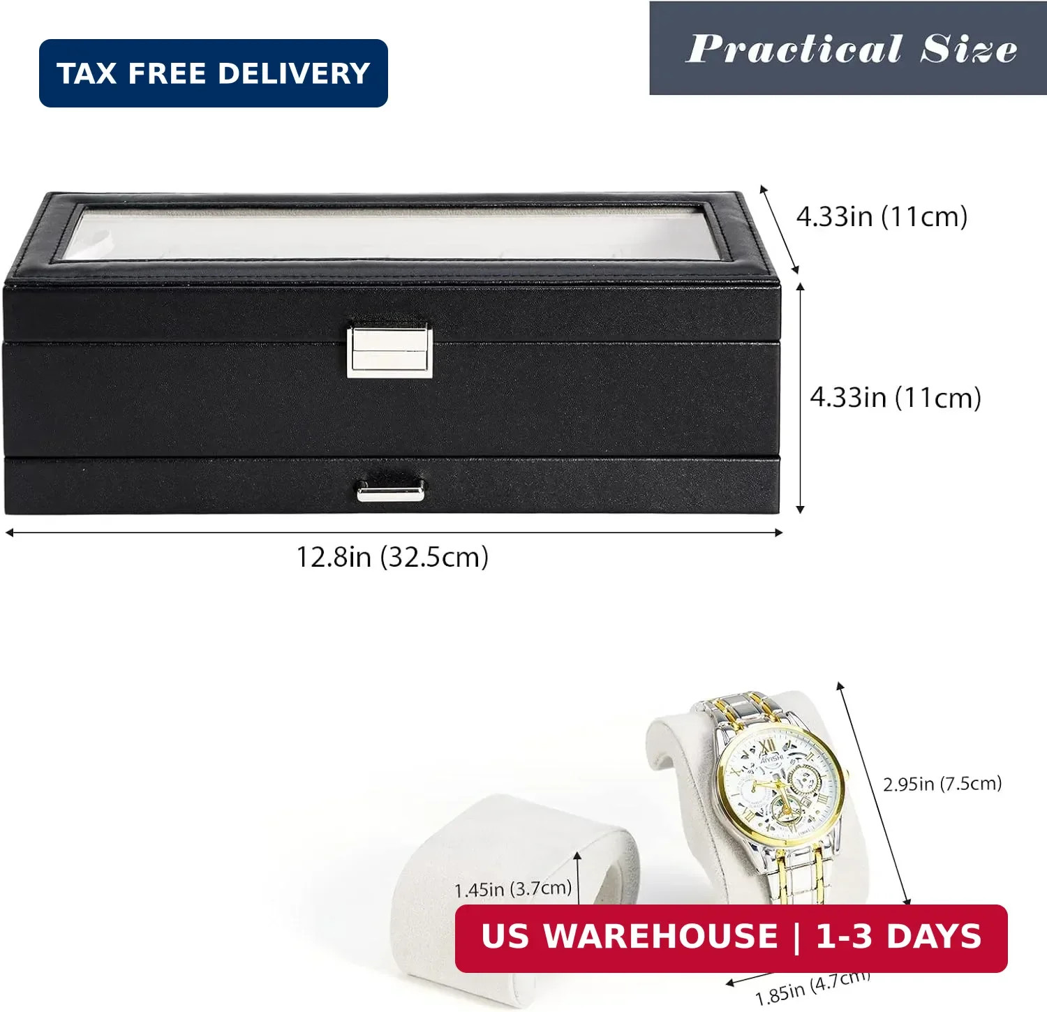 ProCase Watch Box, 6 Slot Watches Display Case with Drawer, Mens Watch Case with