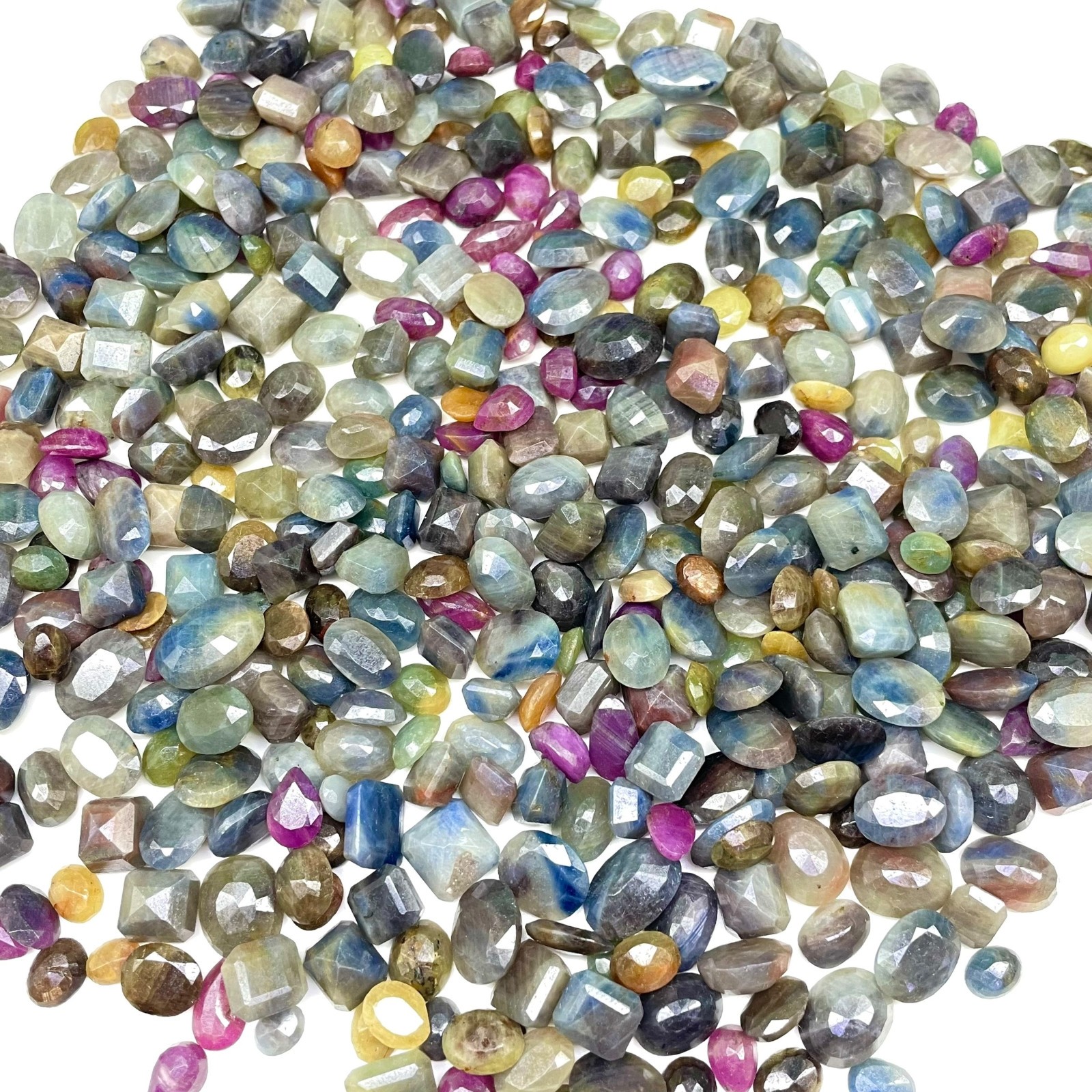 Natural Unheated Multi Color Sapphire Lot 100 Cts Faceted Gemstones 9-15mm 12 Pc