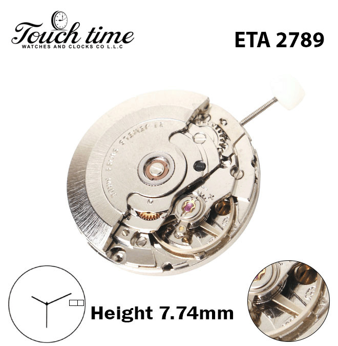 ETA 2789-Swiss Movement-White Date/Czech Day Disk At 3-H:7.74mm-3 Hands