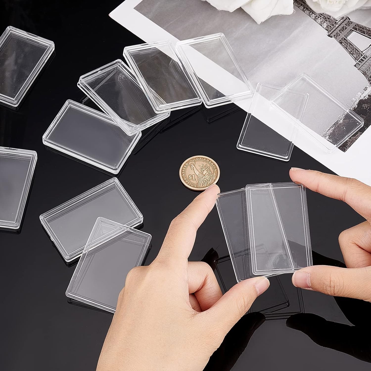 1 oz Silver Bar Holder Case Clear Acrylic Capsule Storage Container Box for Coin