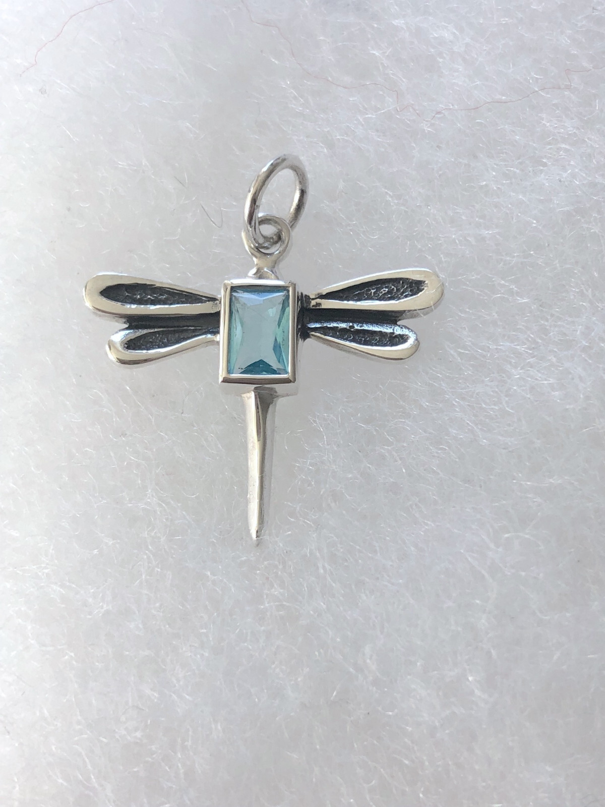 Wildthings Sterling Silver Dragonfly with blue Crystal pendant