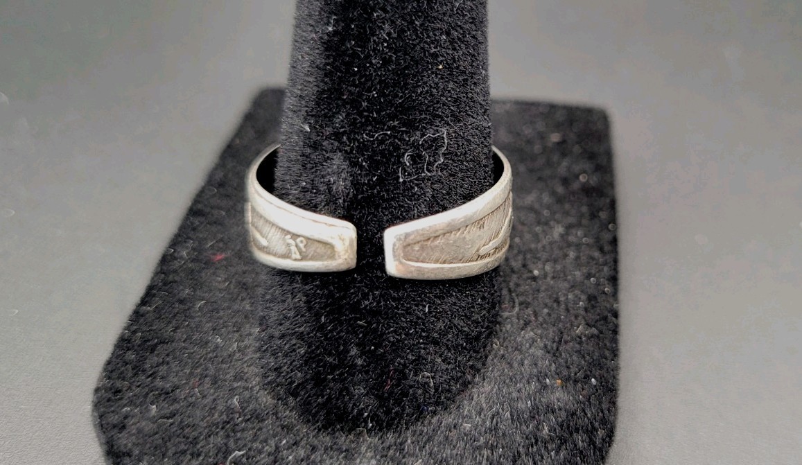 Vintage Sterling Silver Peruvian Inca Storytelling Picture Adjustable Ring Sz. 8