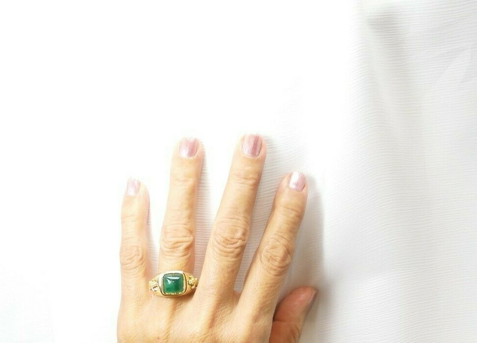 Colombian Emerald Ring Square Shape 5.05 Cts 18K Yellow Gold Size 9 US Muzo Mi