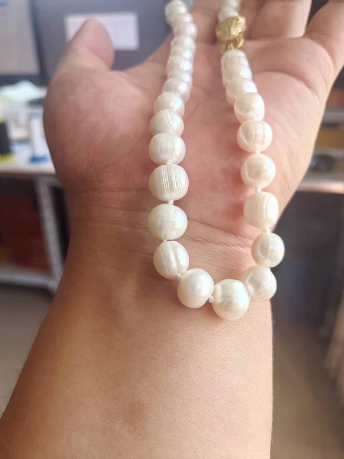 18 Inch 11-12mm AAA Perfect Akoya White Pearl Necklace 14kp Gold Clasp