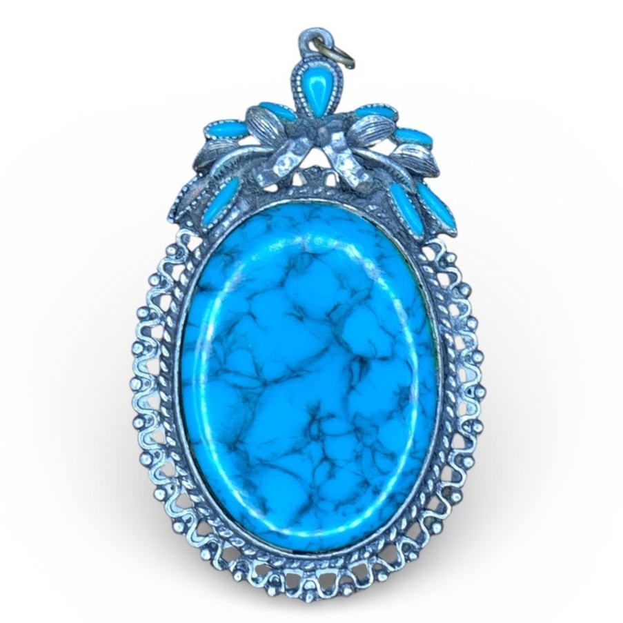 Vintage Native Style Pendant | Southwestern Faux Turquoise
