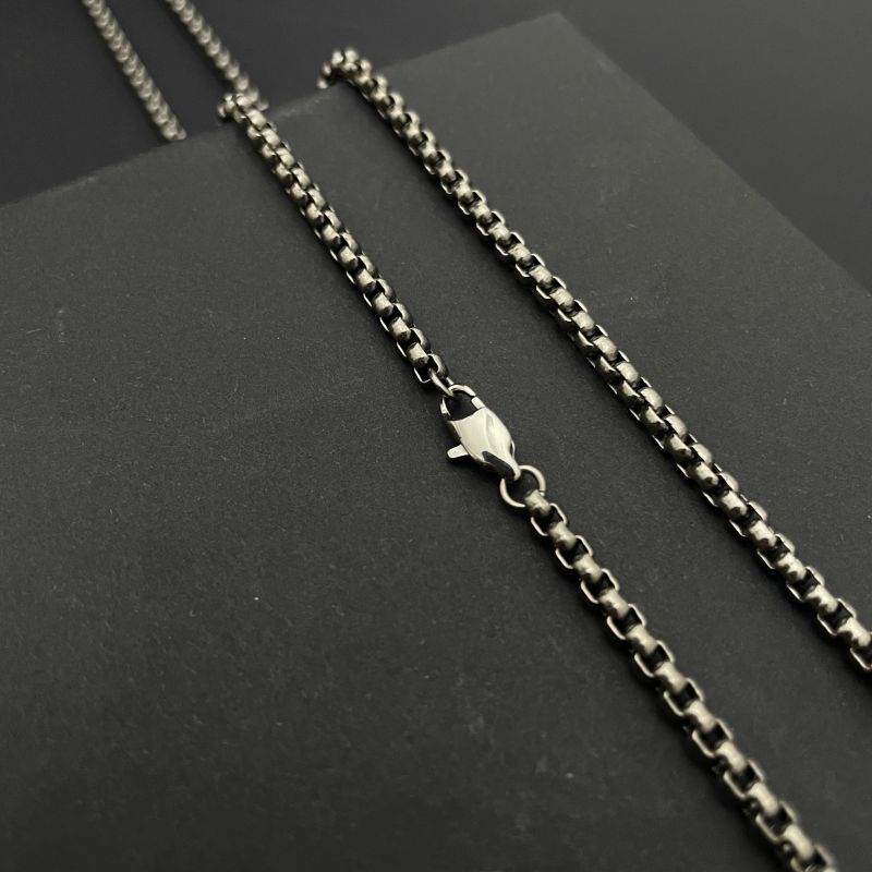 Pure Titanium Necklace Width 3mm Square Box Chain Anti Allergic Classics Design