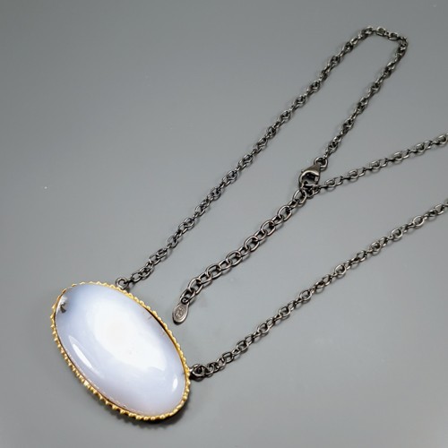 60 ct+ Natural Dendritic Jasper Necklace 925 Sterling Silver 17.75″/N28637