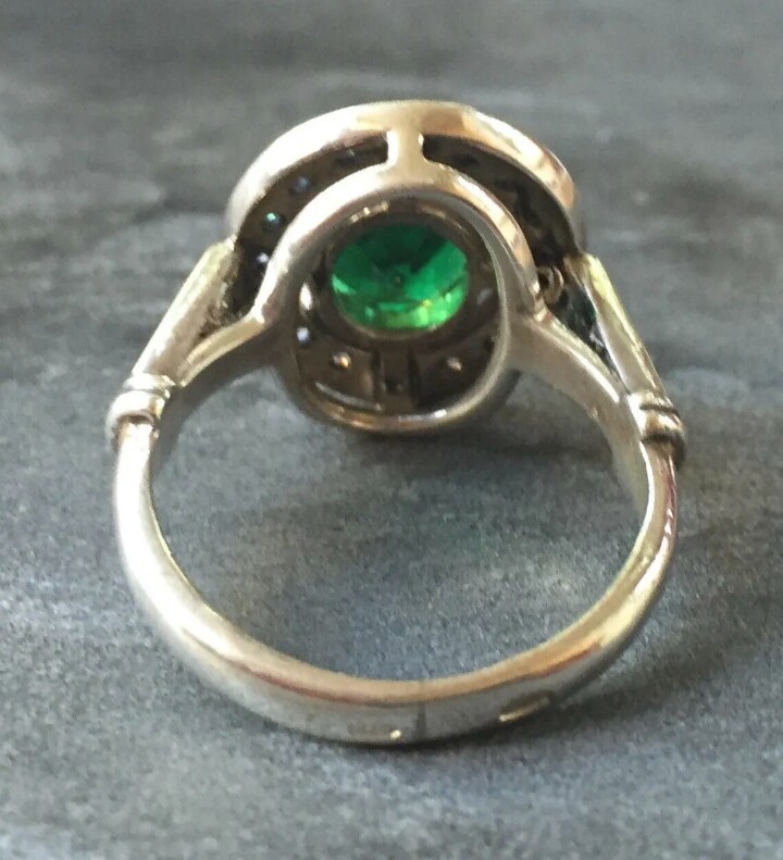 2 Ct Green Oval Cut CZ Art Deco Emerald Min Century Engagement 925 Silver Ring