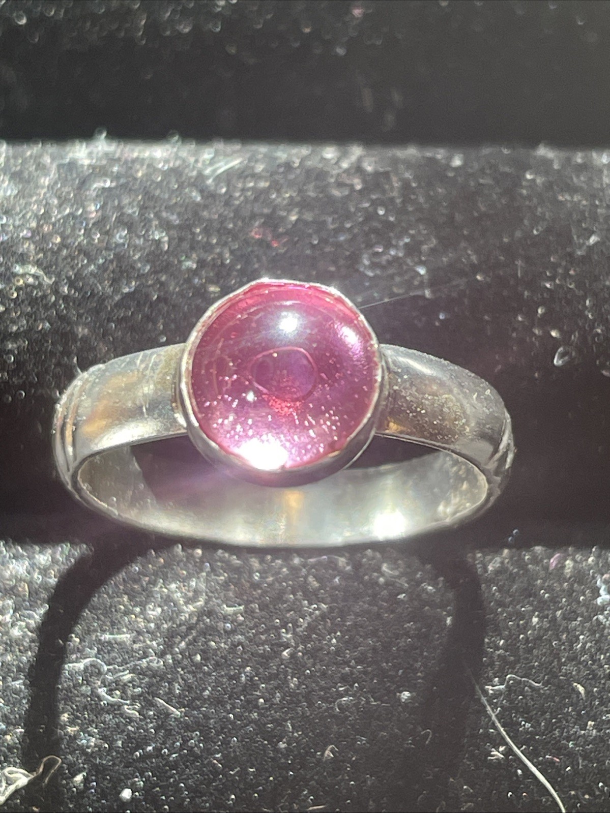 .925 Sterling Silver Ring W/Lab Grown Pink Shapphire Size 7 Hand Crafted In USA
